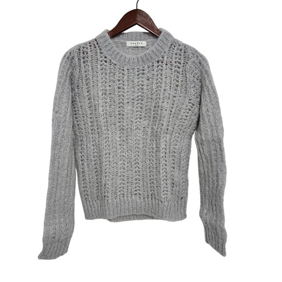 Sandro Wool Chunky Knit Sweater in Gray - Size 1 (US Small) - Picture 2 of 8